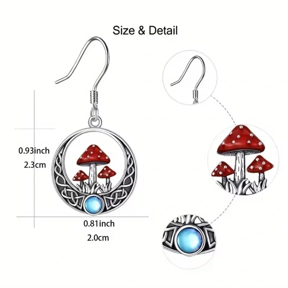 3 For $35 Sterling Silver Celtic Norse Knots Bohemian Mushroom Moonstone Earring